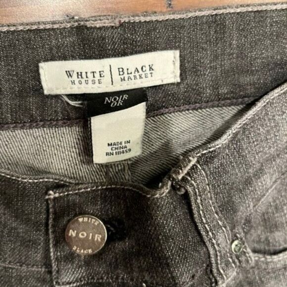 White House Black Market Black Denim Noir with Embroidery Women's Size 10 - Picture 4 of 6